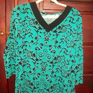 Susan Graver green and black tunic topV